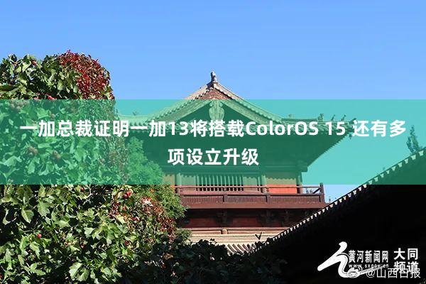 一加总裁证明一加13将搭载ColorOS 15 还有多项设立升级