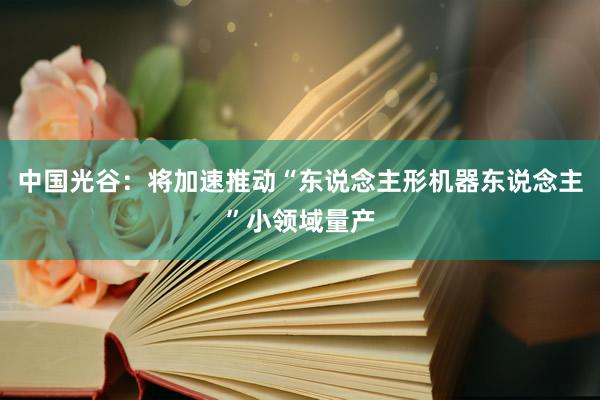 中国光谷：将加速推动“东说念主形机器东说念主”小领域量产